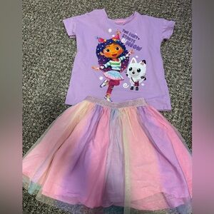 EUC GABBY gabby’s dollhouse cat 5T birthday skirt and shirt
